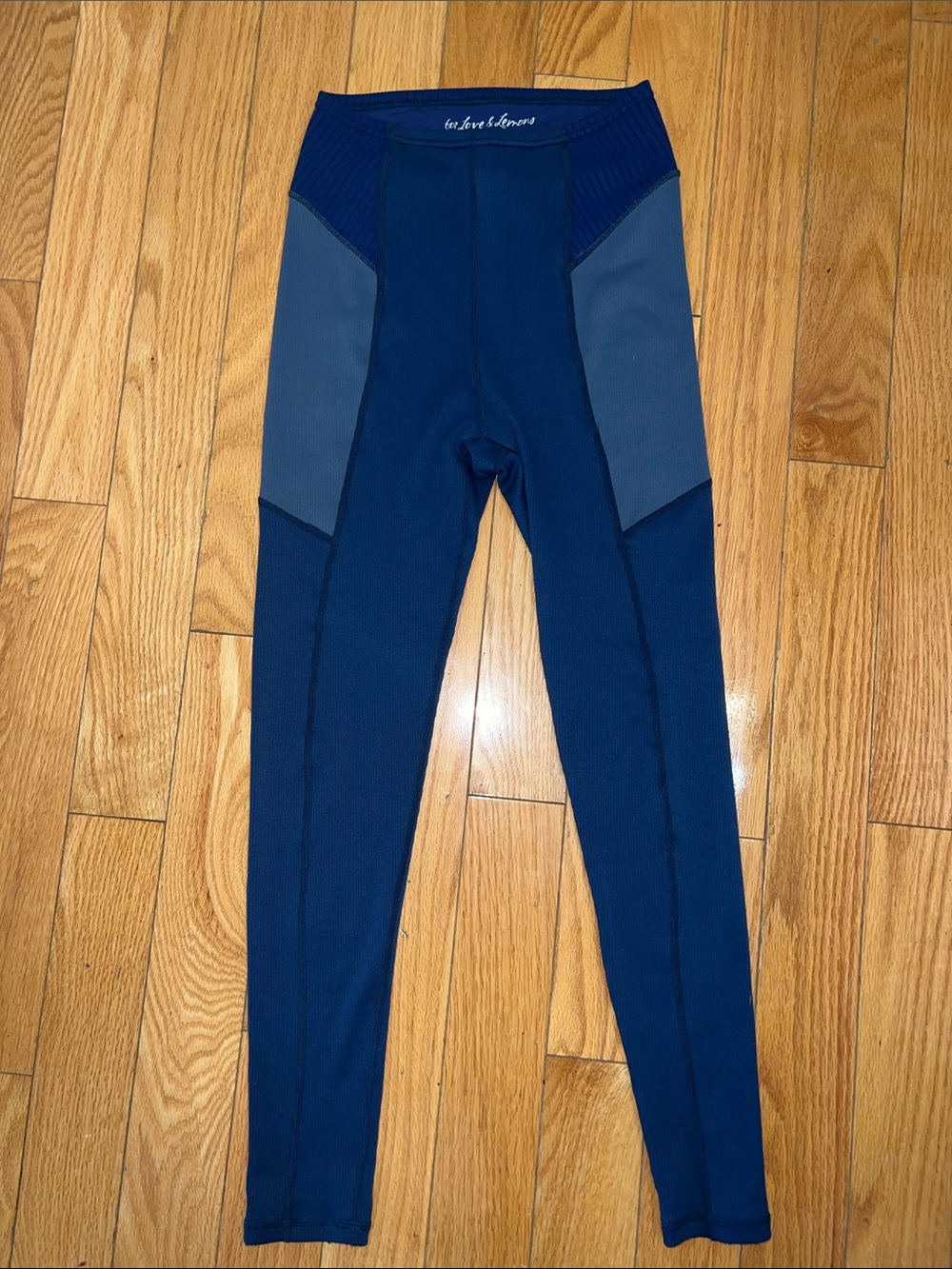 For Love & Lemons Navy and Periwinkle Colorblock Leggings